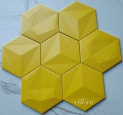 Gach lục giác 3D vàng mờ họa tiết nổi