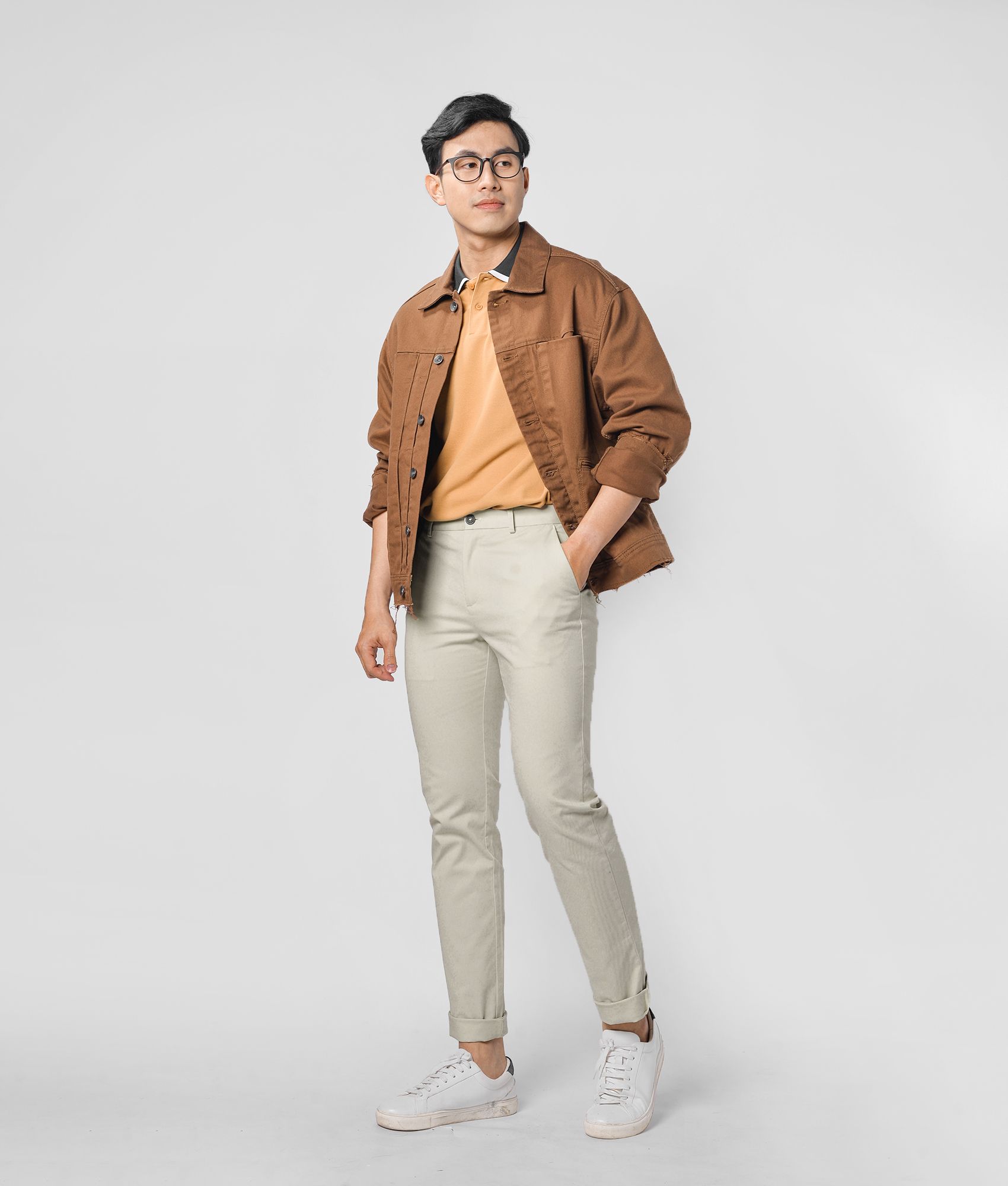 Quần kaki nam trơn form slim fit - 10F20PCA017