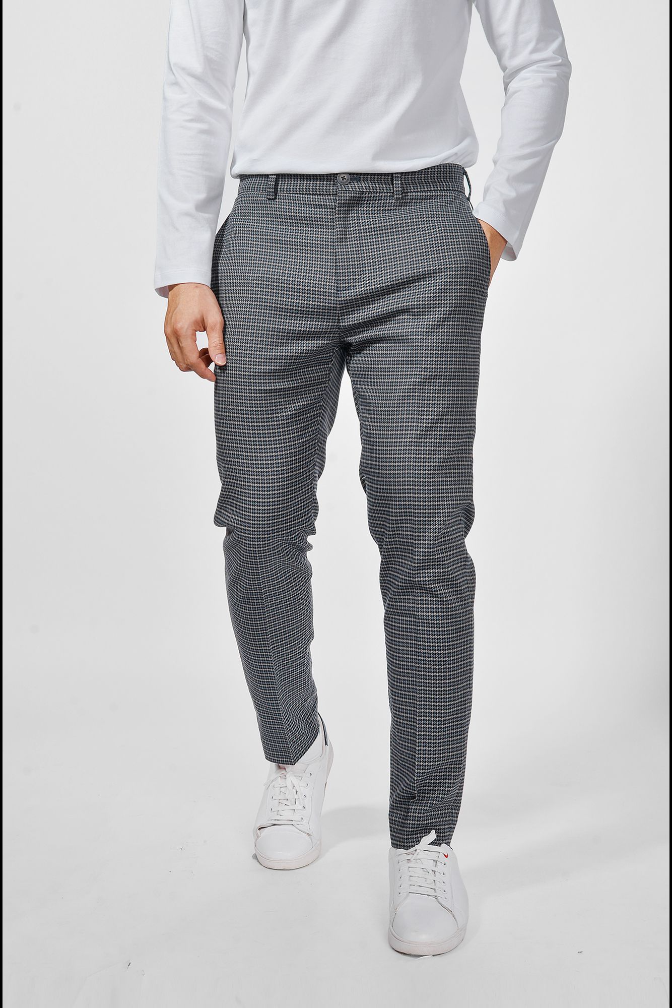 Quần vải nam caro form Slim Crop - 10F20PFO006