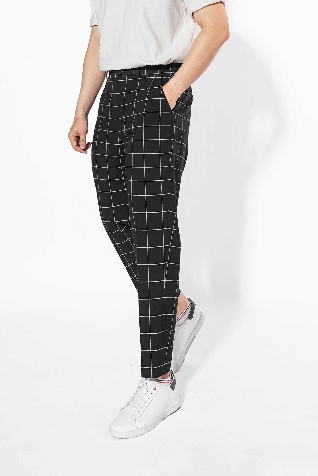 Quần vải nam Tartan form carrot - 10F20PFO017