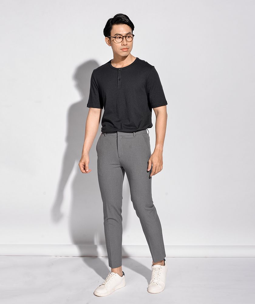 Áo Thun Nam Nẹp Trụ Ngắn Tay Form Regular 10S20TSH005