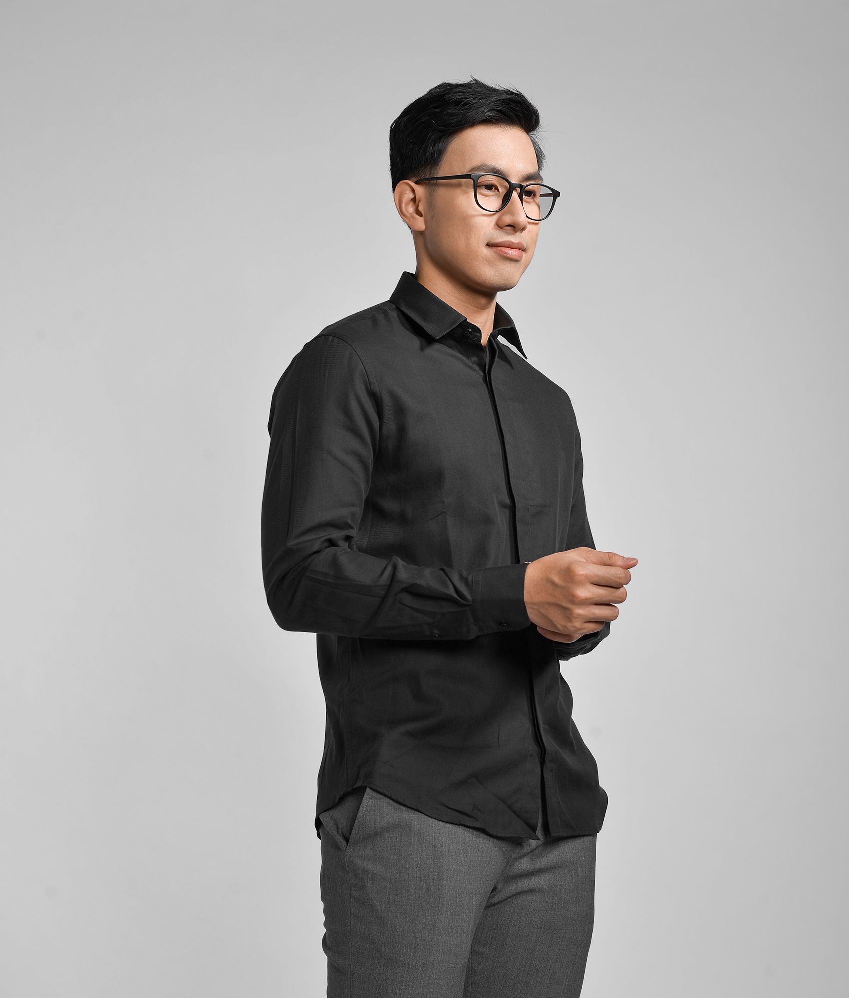 Áo sơ mi nam chéo nhỏ, nẹp rời form slimfit - SM1012074