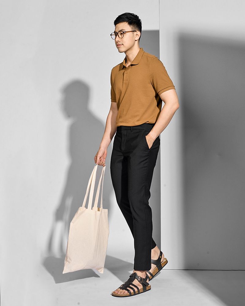 Quần vải trơn màu rayon form slimfit - 10F20PFO001