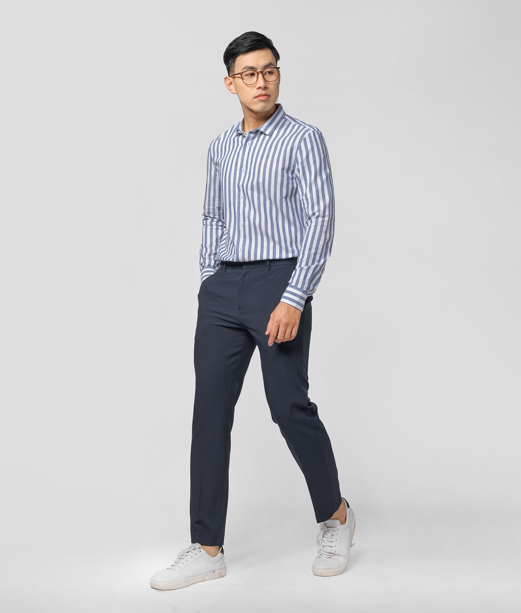 Áo sơ mi tay dài, kẻ sọc form fitted - 10F20SHL035