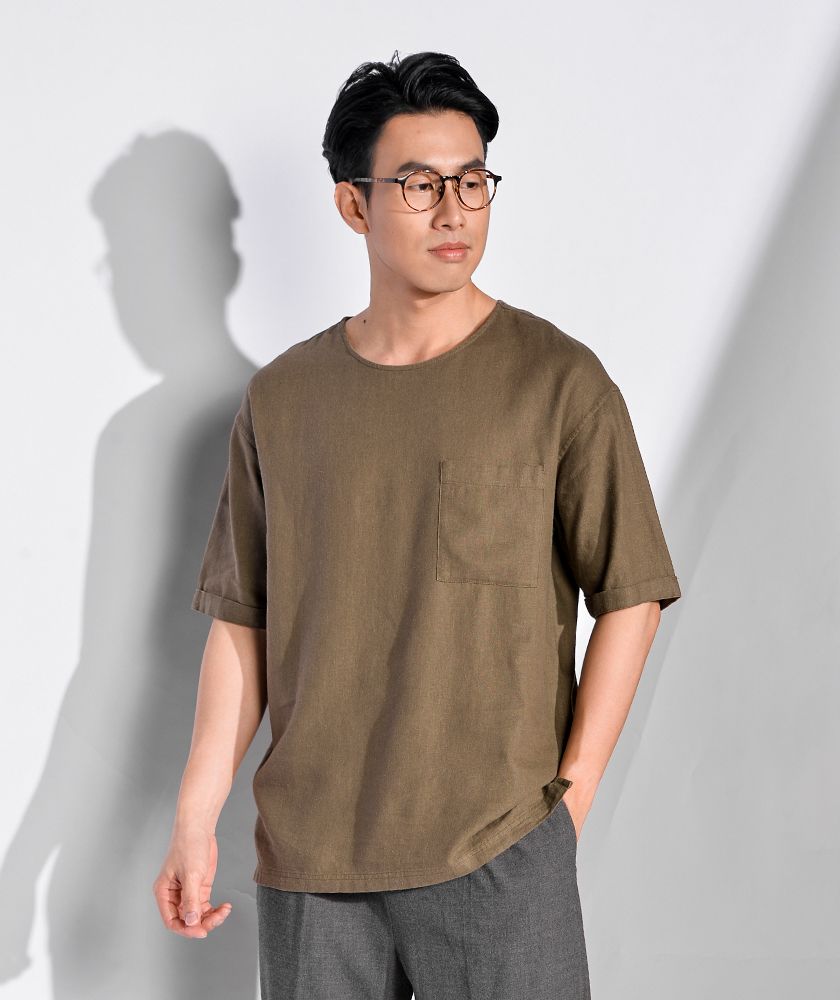 Áo Thun Nam Tay Ngắn Linen Form Loose 10S20TSH036