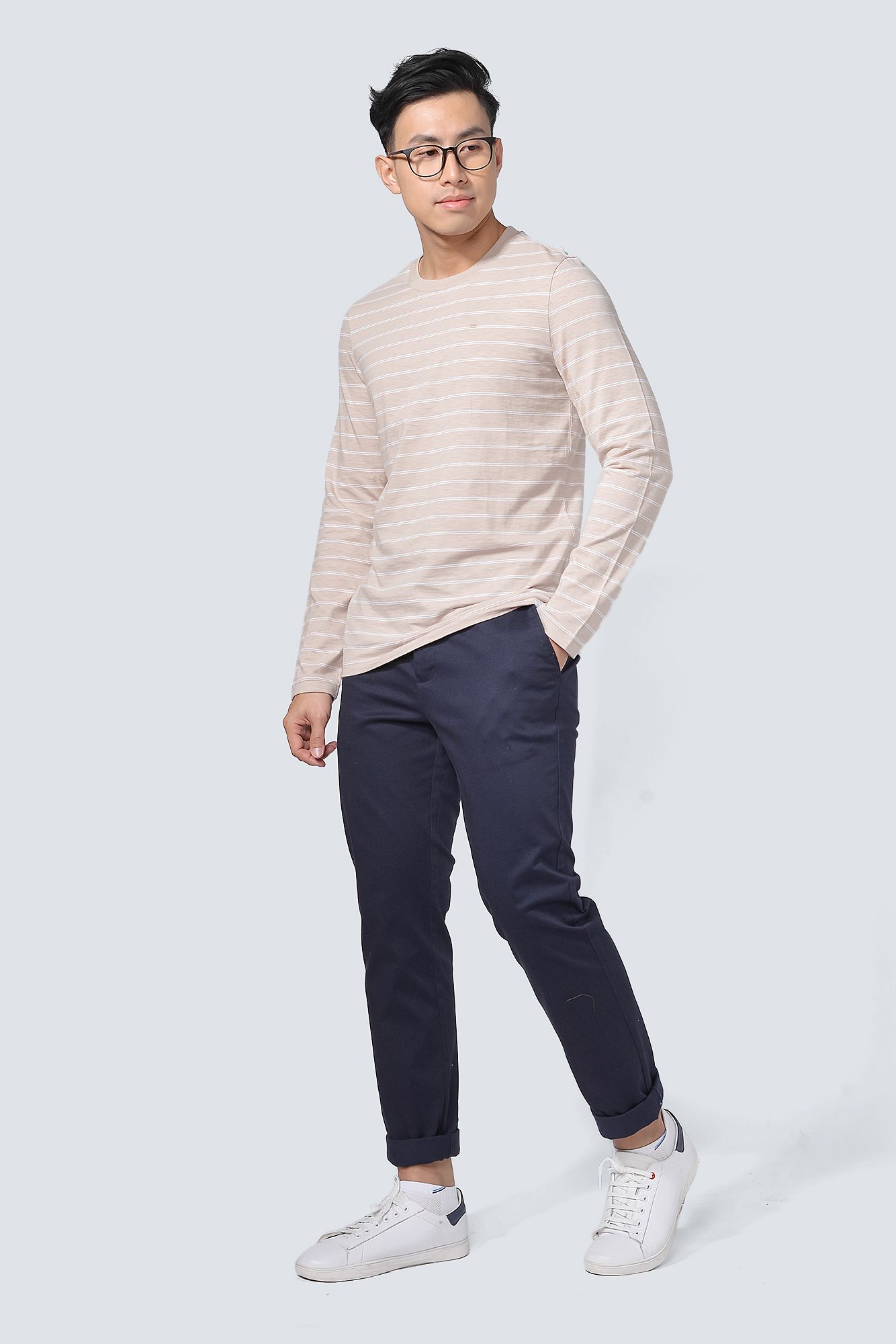 Áo Thun Nam Tay Dài Stripe form Regular - 10F20TSH013