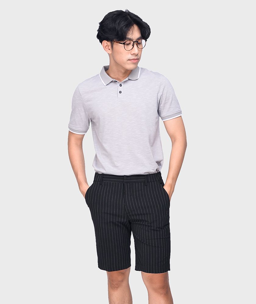 Quần Short Nam Slim Kẻ Sọc Cạp Chun Sau - QS13202