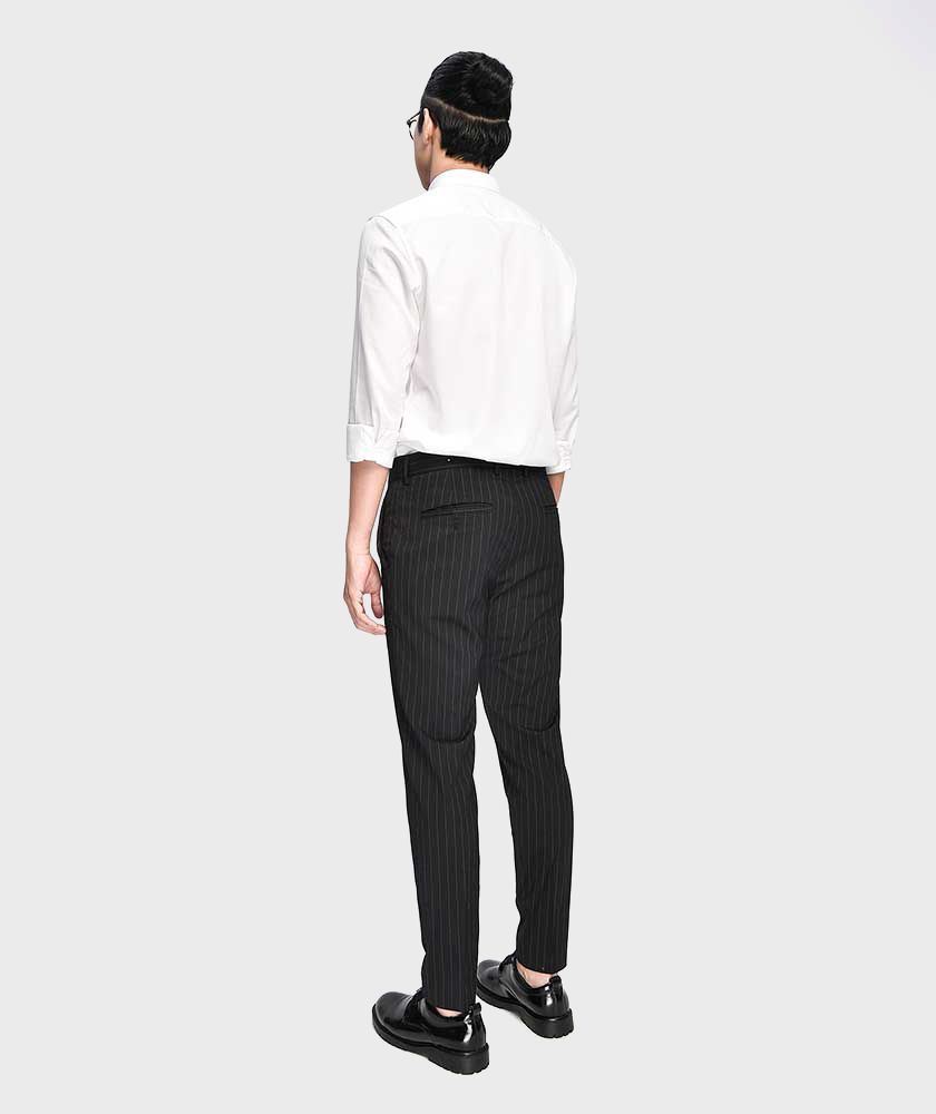 Quần Vải Nam Kẻ Sọc Form Slim Cropped - QV12501