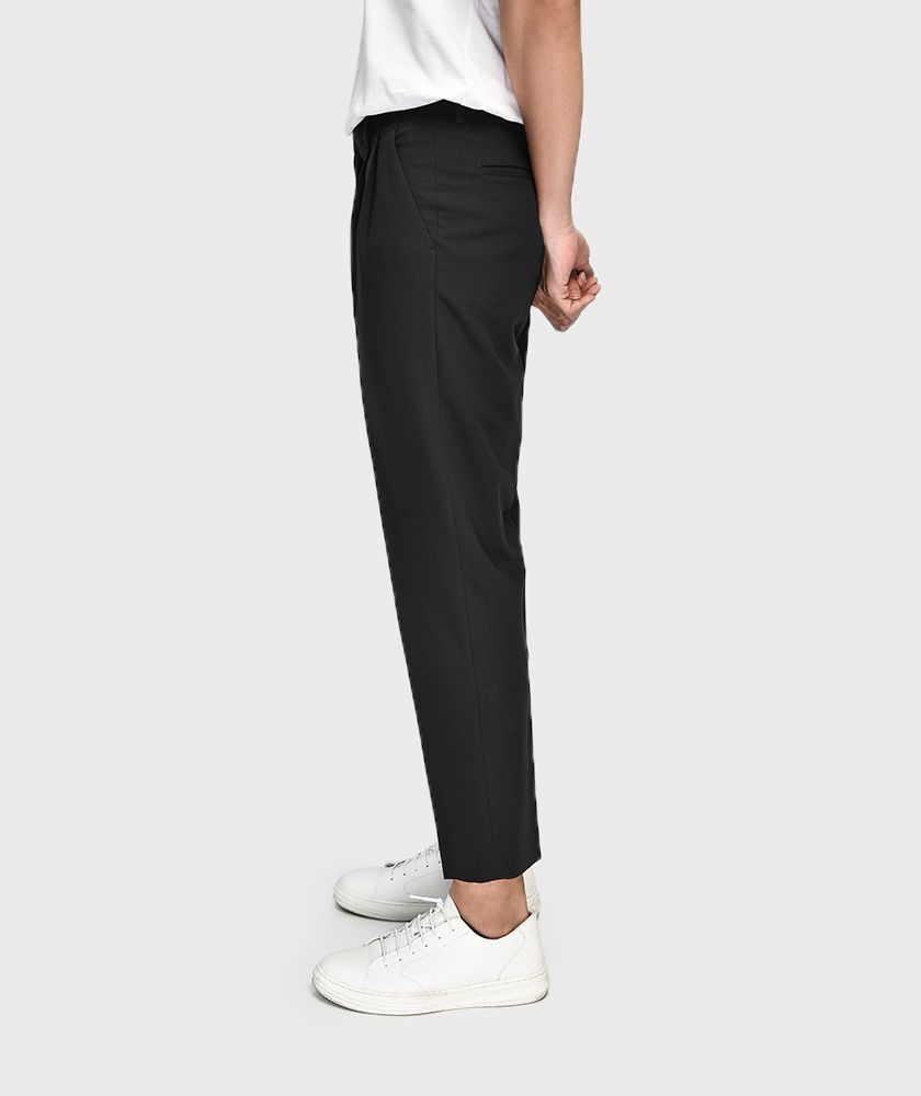 Quần Vải Nam Form Loose Fit Black - QV128001