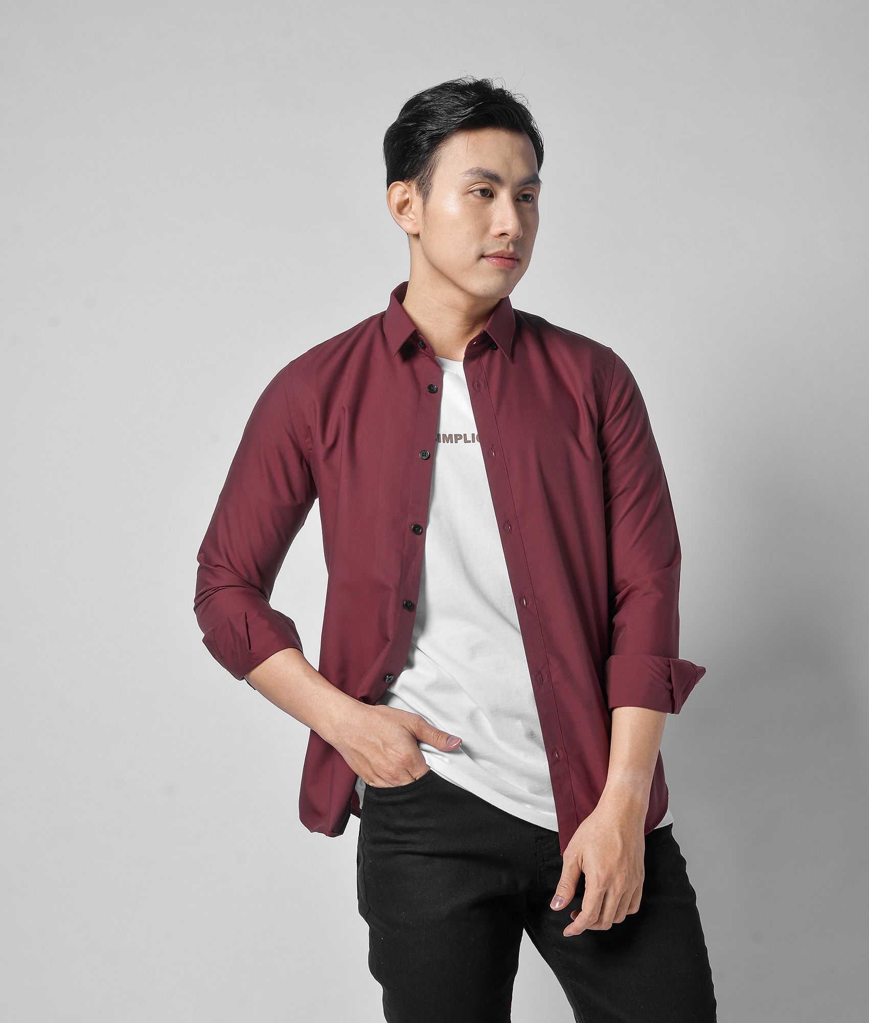 Áo sơ mi tay dài modal nẹp ẩn form slimfit SM1152021