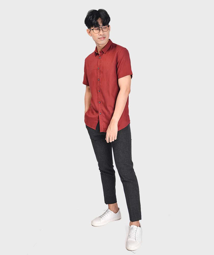 Áo Sơ Mi Nam Tay Ngắn Modal Flannel Nẹp Liền - SM215200