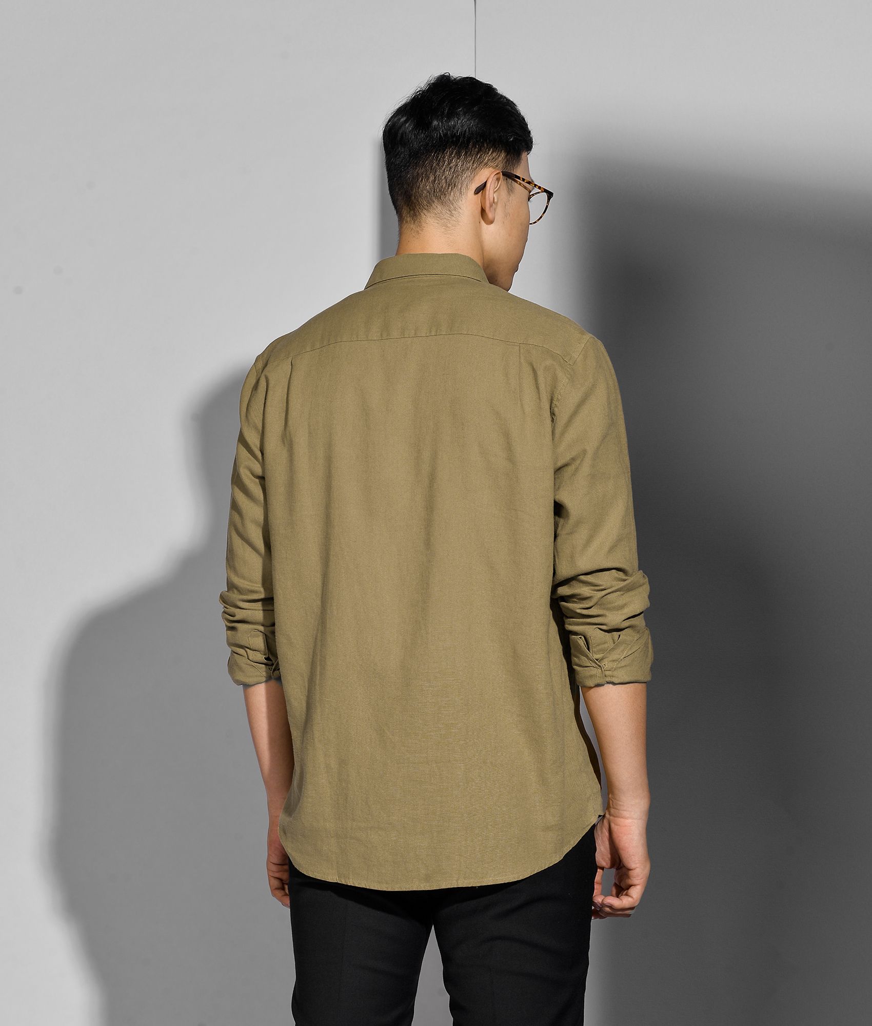Áo sơ mi tay dài linen form regular - 10F20SHL002