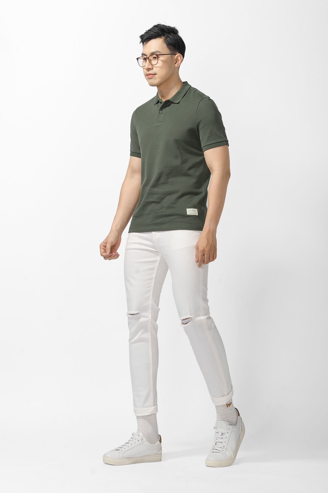 Áo polo nam basic point label form Fitted - 10F20POL026