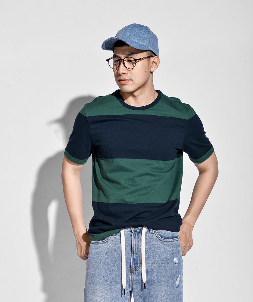 Áo thun kẻ sọc ngang form regular - 10S20TSH019