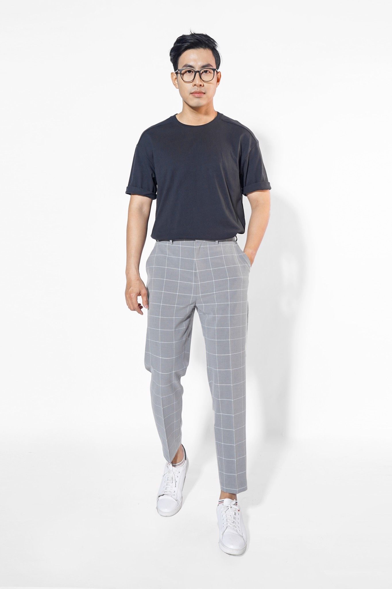 Quần vải nam Tartan form carrot - 10F20PFO017