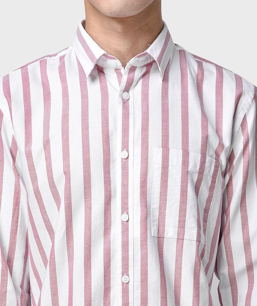 Áo Sơ Mi Nam Tay Dài Oxford Kẻ Sọc Nẹp Rời 1 Túi Ngực - SM103208