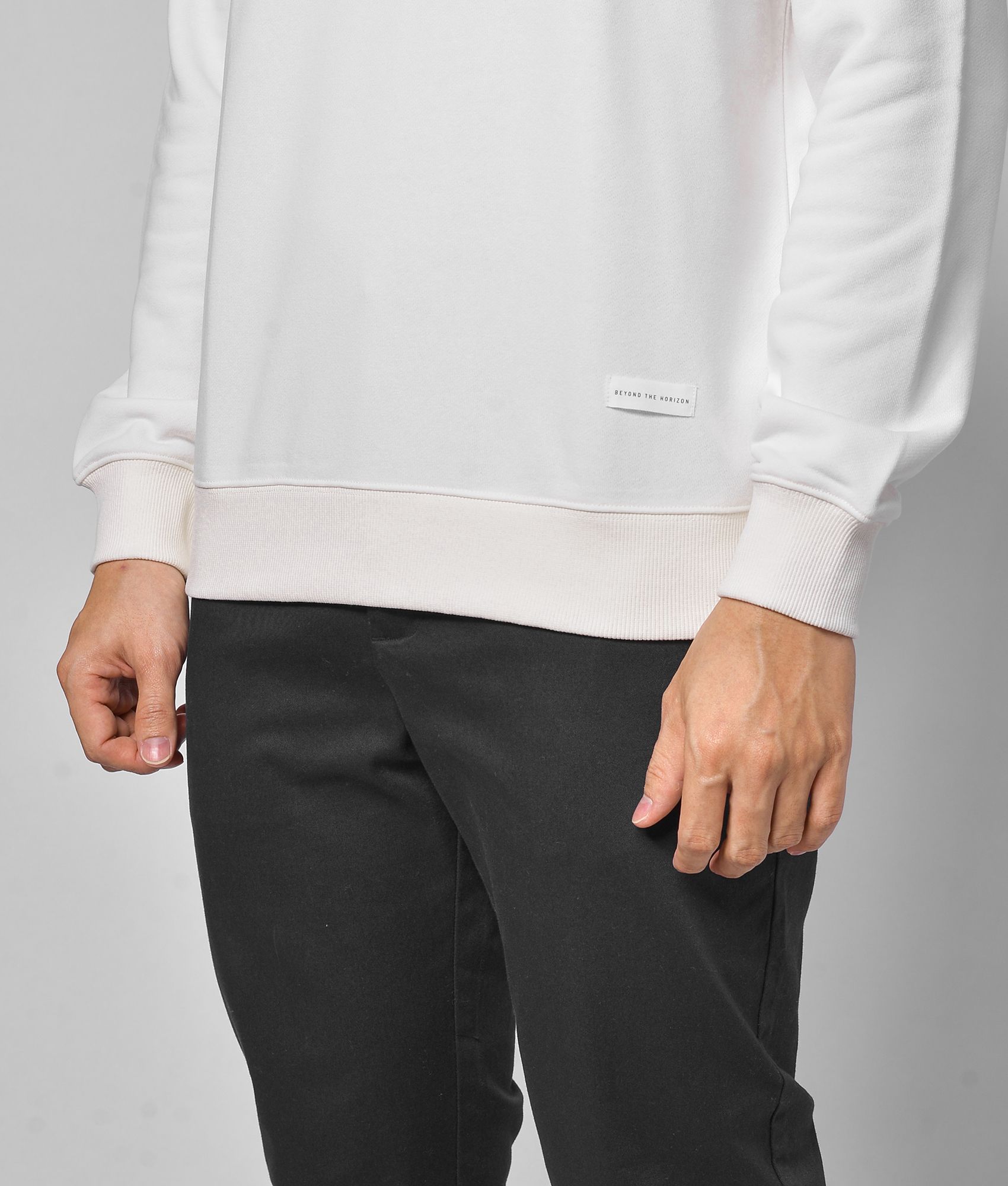 Áo nỉ tay dài nam point label form regular - 10F20SWE010