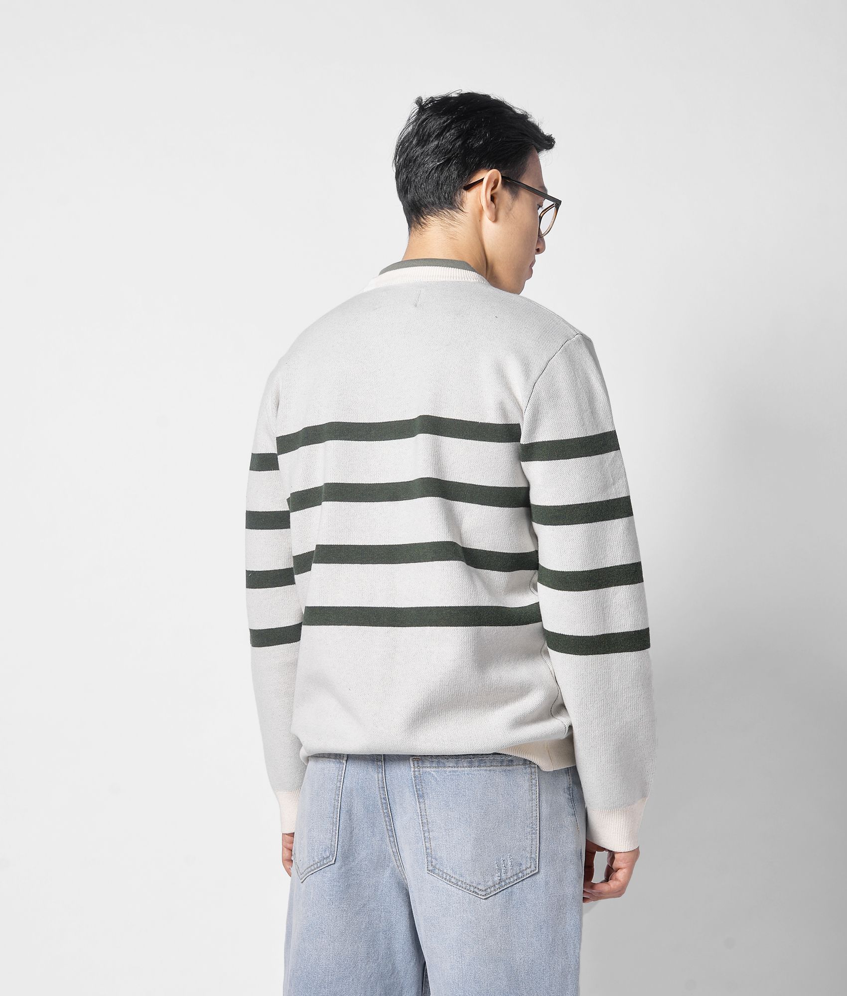 Áo len stripe form regular - 10F20KNI009