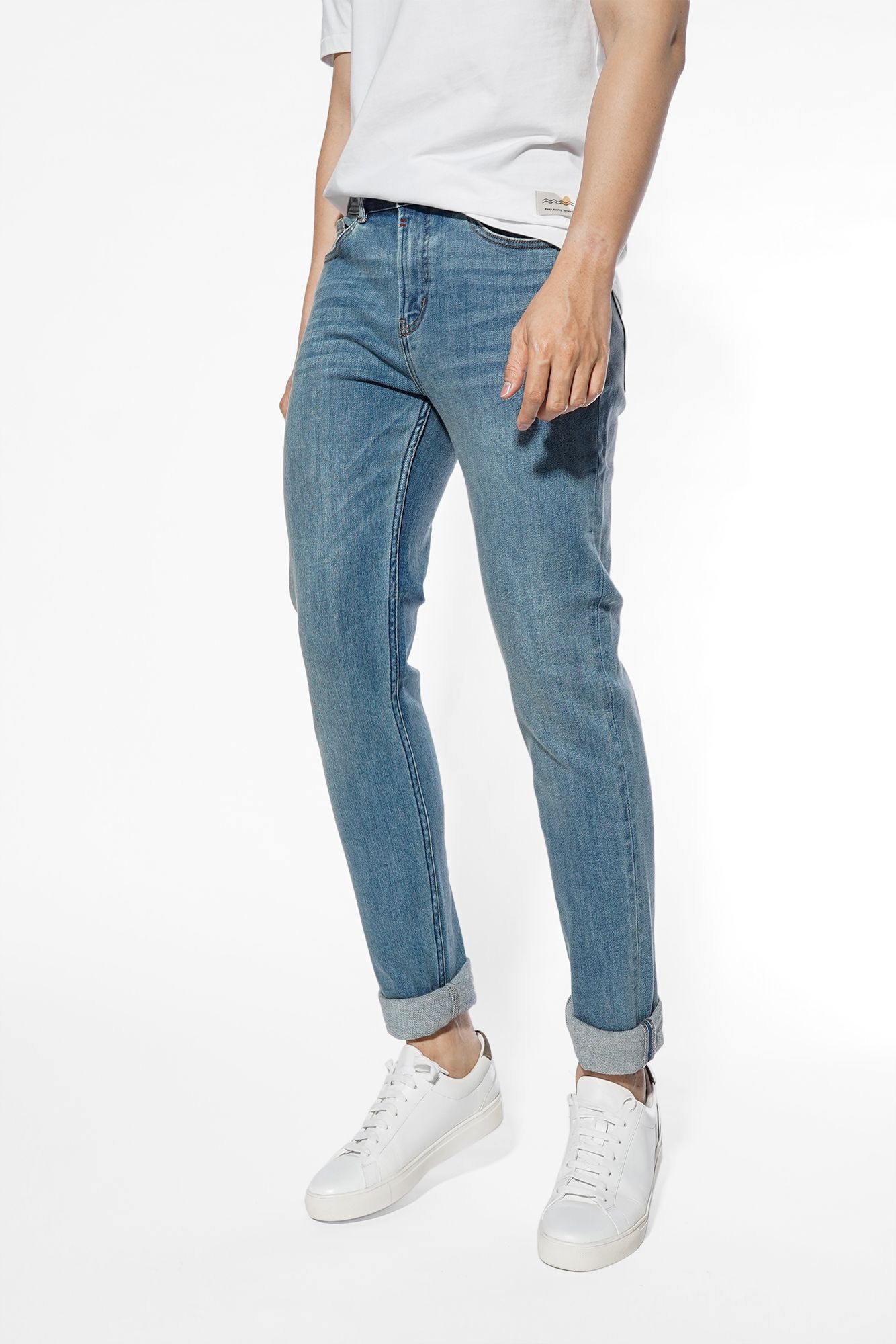 Quần jean nam trơn form slim - 10F20DPA055