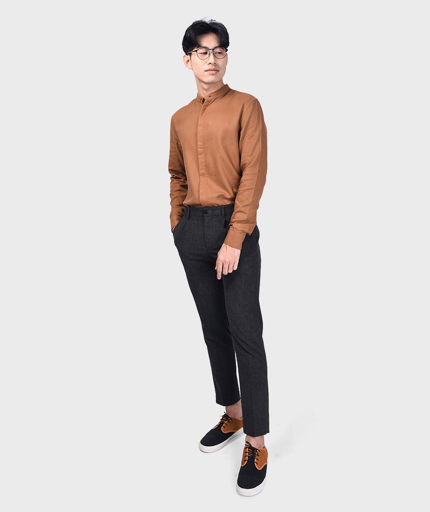 Áo Sơ Mi Nam Tay Dài Modal Flannel Trụ Nẹp Cúc Ẩn - SM115100