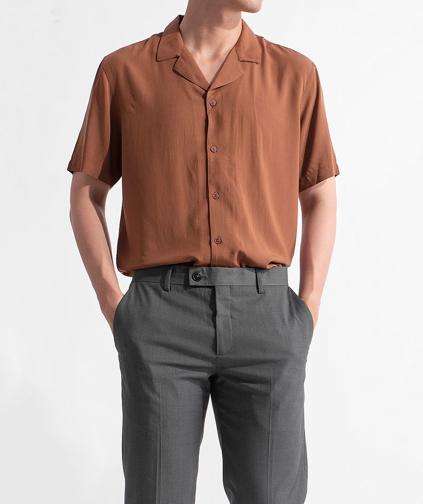 Áo Sơ Mi Nam Tay Ngắn Rayon Cổ bẻ SM219800
