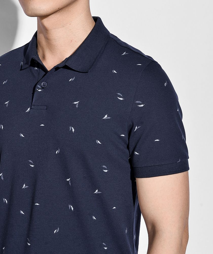Áo thun polo họa tiết form fitted - 10S20POL011