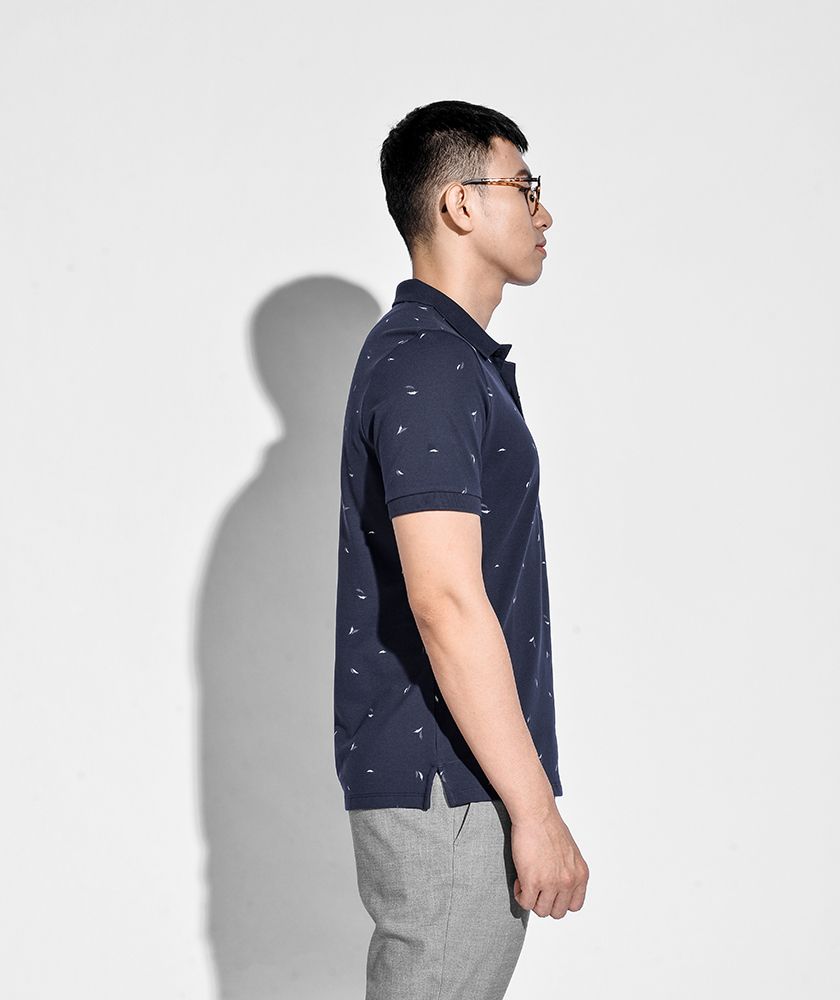 Áo thun polo họa tiết form fitted - 10S20POL011