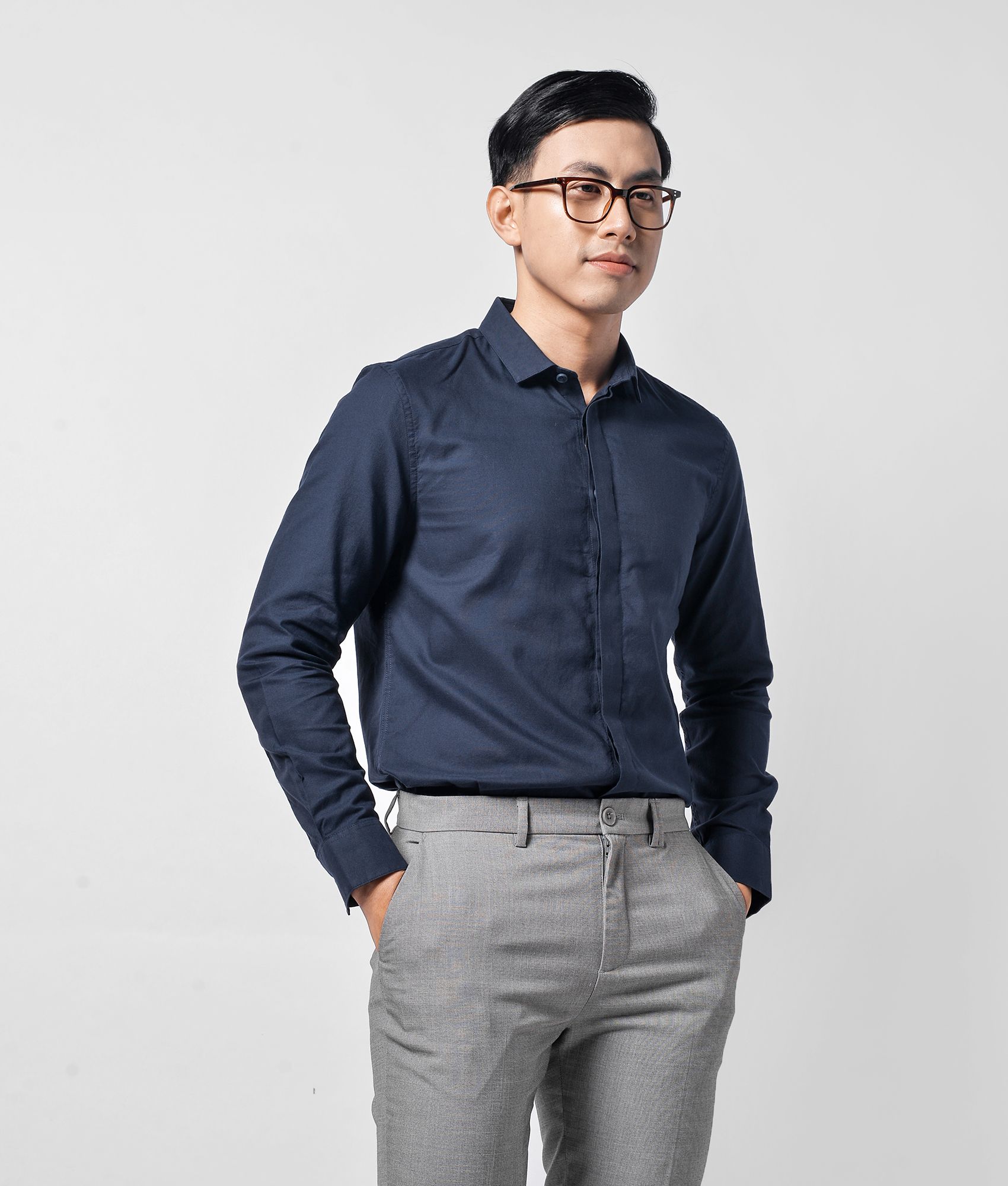 Áo sơ mi tay dài form fitted - 10F20SHL005