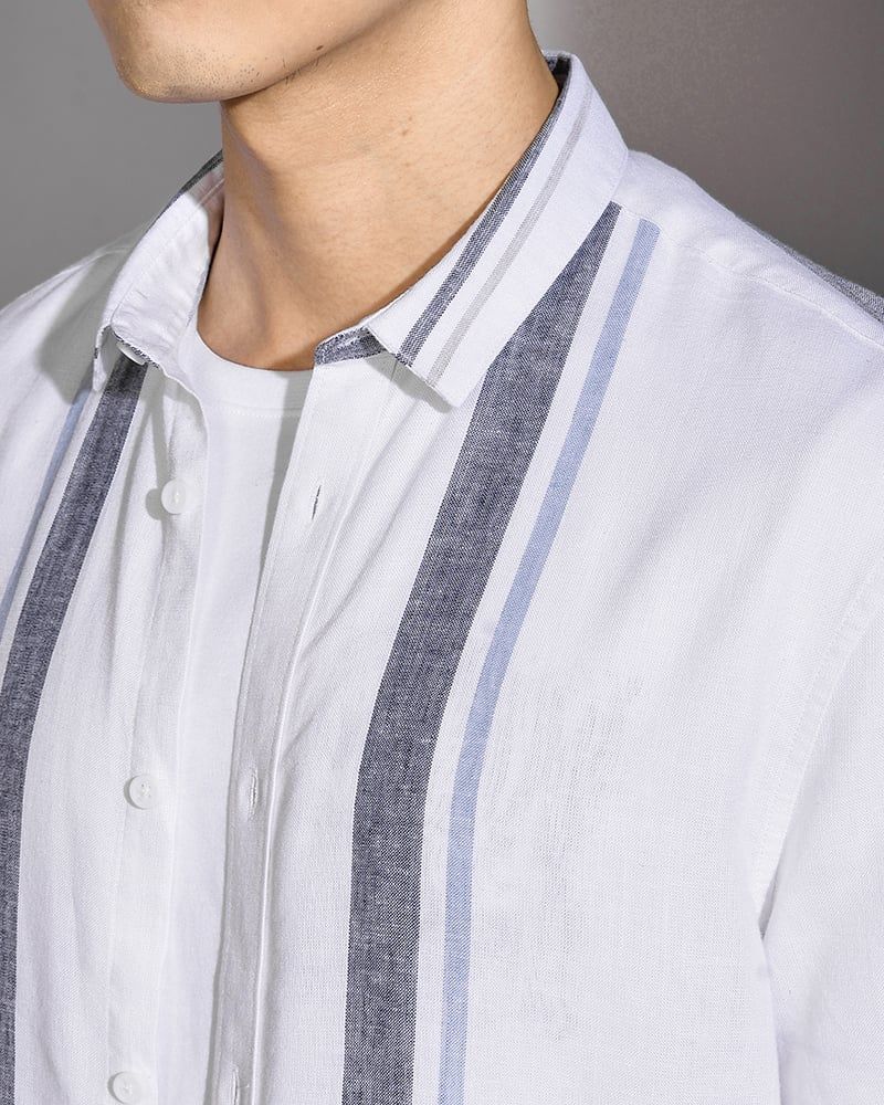 Áo sơ mi tay ngắn, kẻ sọc viscose form regular - 10S20SHS008
