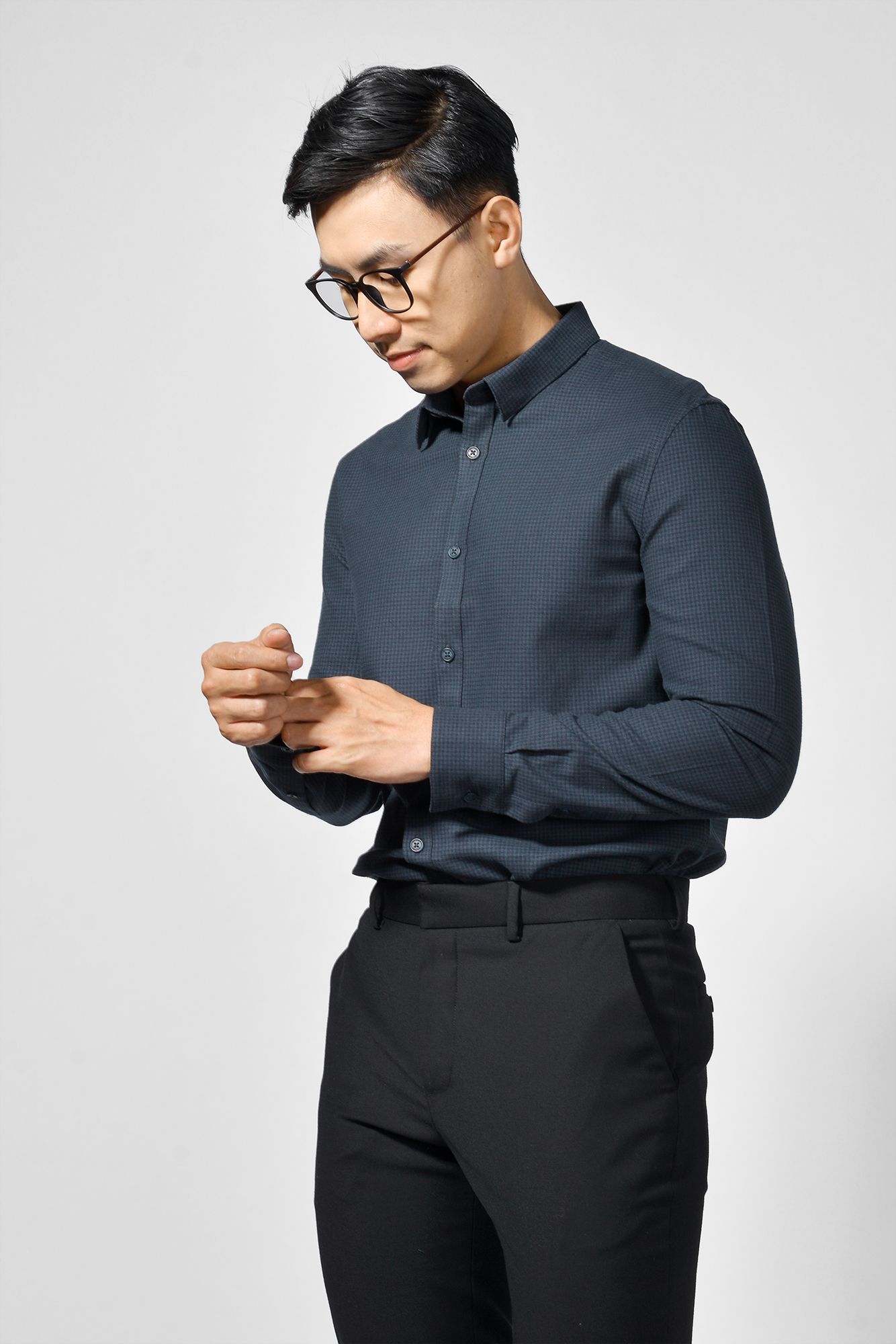 Áo sơ mi nam tay dài caro form fitted - 10F20SHL011