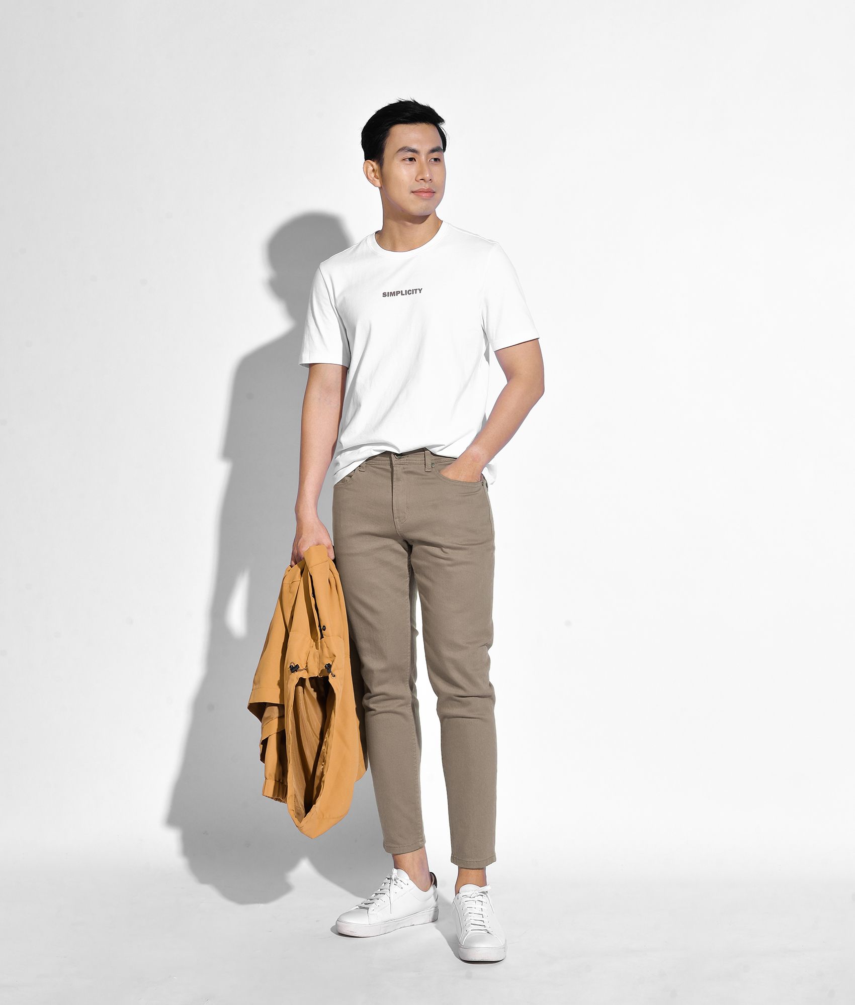 Quần jean trơn form slim crop - 10F20DPA064