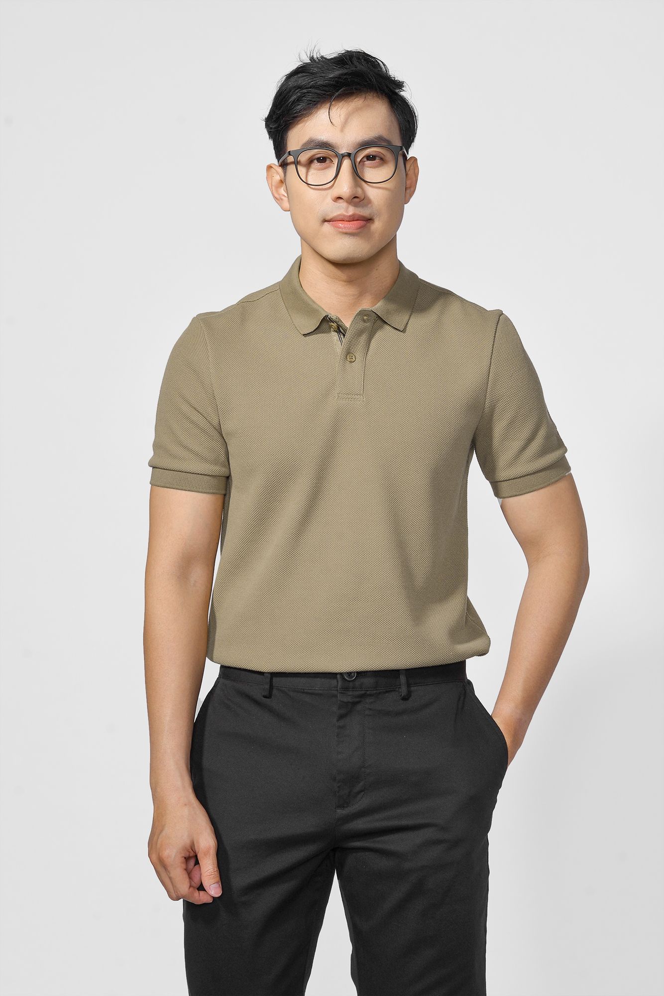 Áo polo Interlock form fitted - 10F20POL010