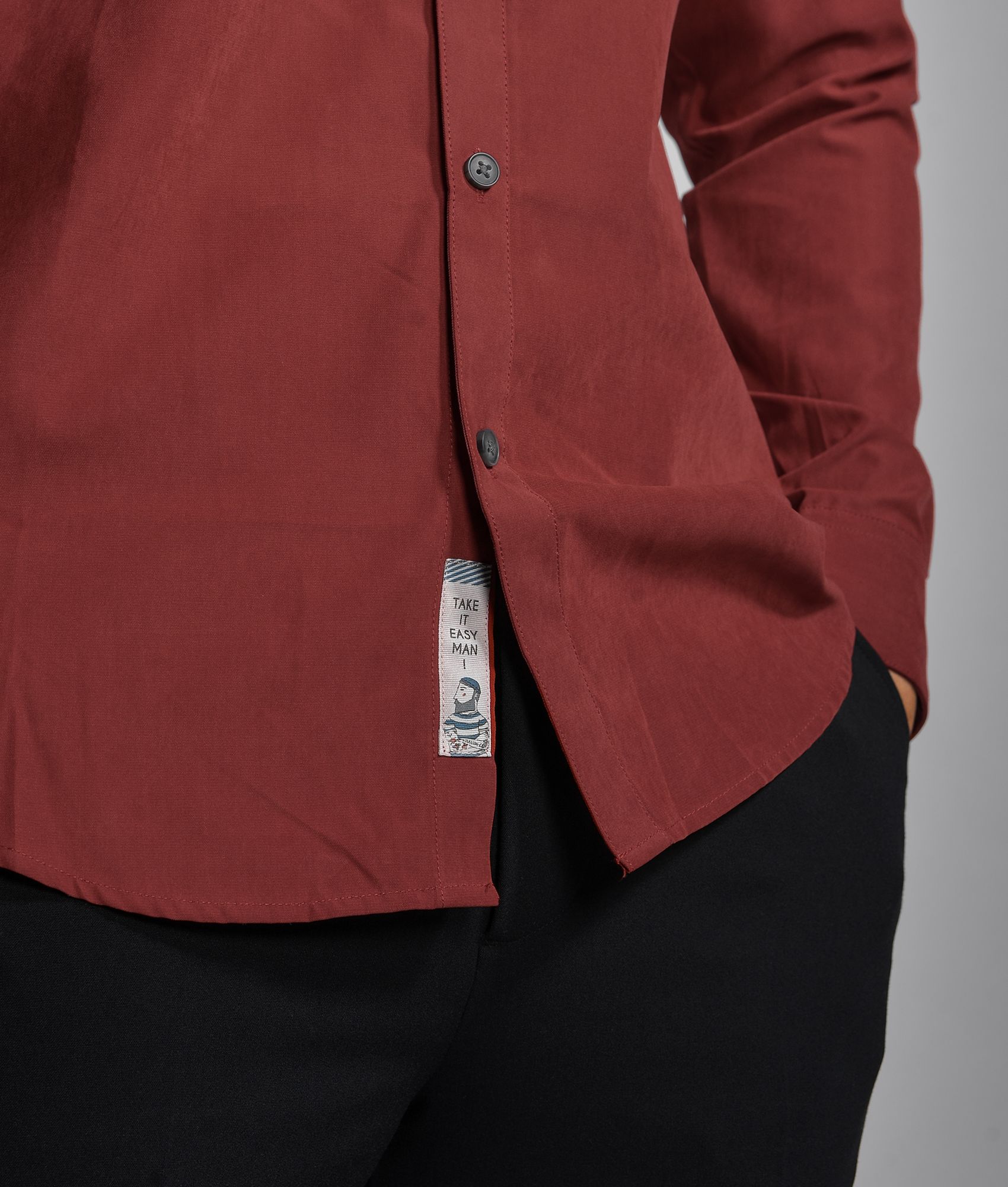 Áo sơ mi tay dài nẹp rời da lộn form Fitted - SM1072012