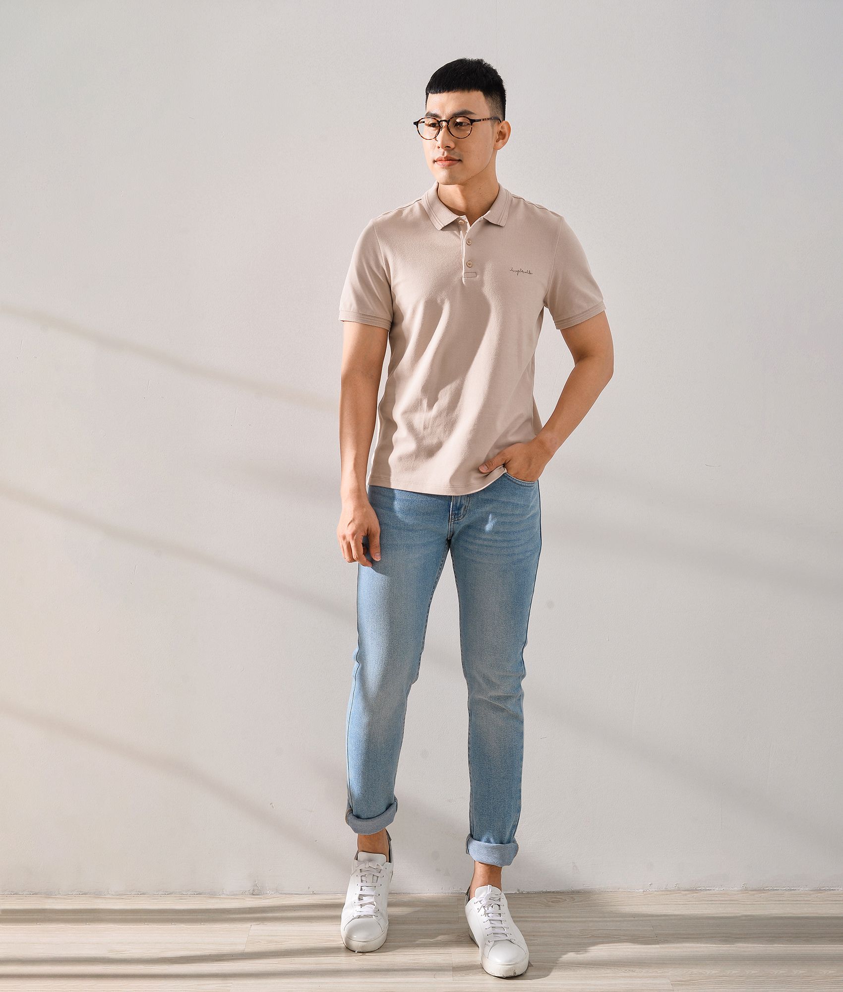 Áo thun polo thiêu chữ form Fitted - 10S20POL009