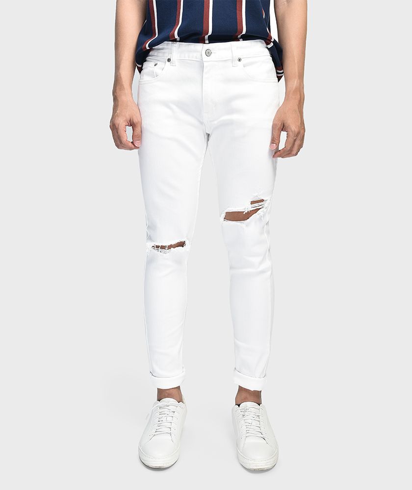 Quần Jean Nam Form Skinny Rách Ống - QJ1110