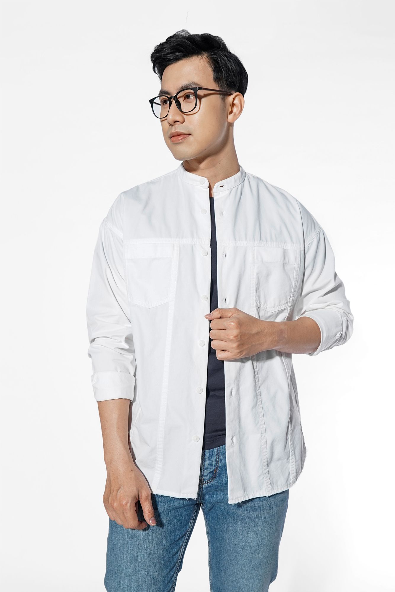 Áo sơ mi nam Jean dài tay form Loose - 10F20DSH008