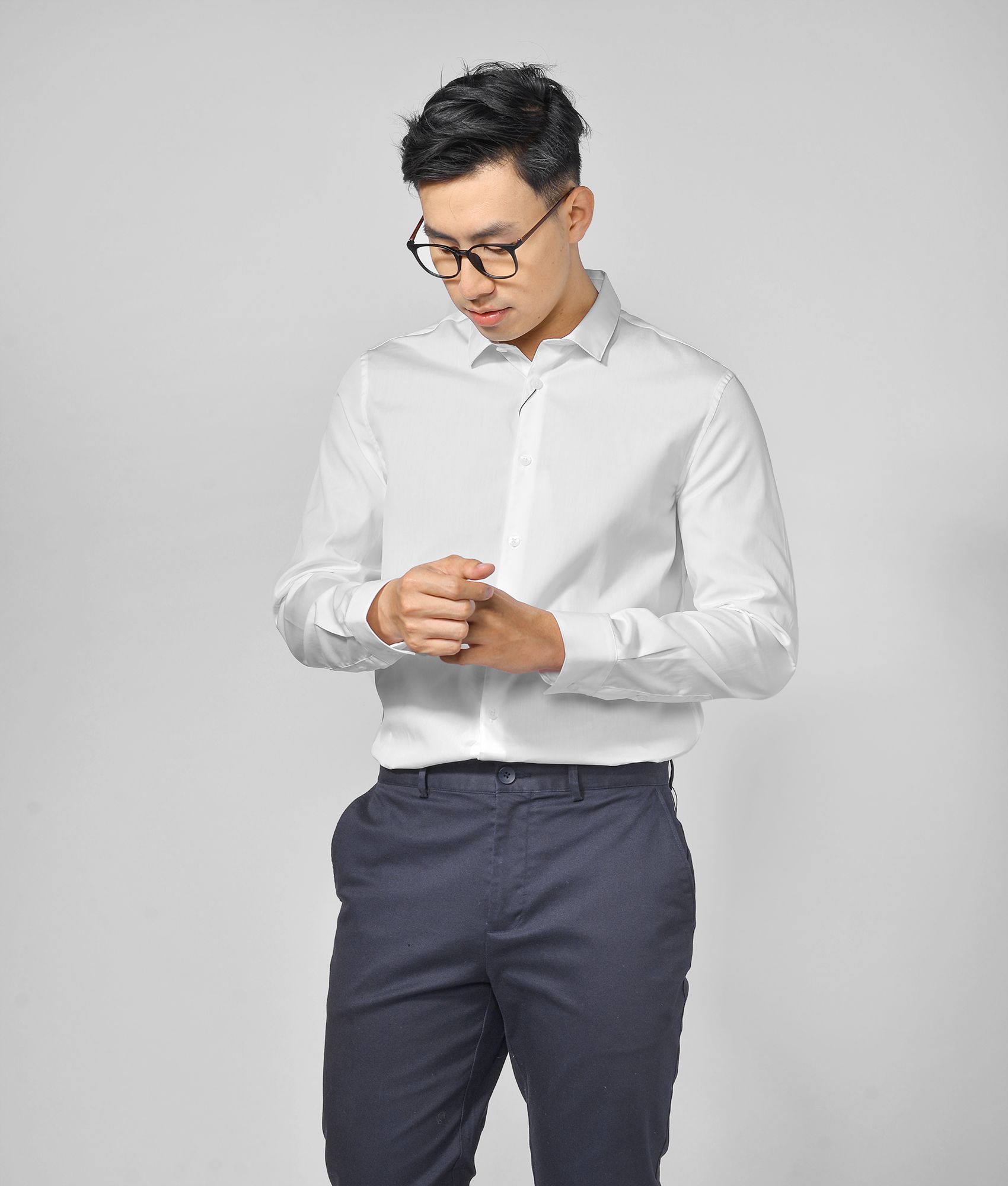 Áo sơ mi nam tay dài cổ thường form fitted - 10F20SHL006
