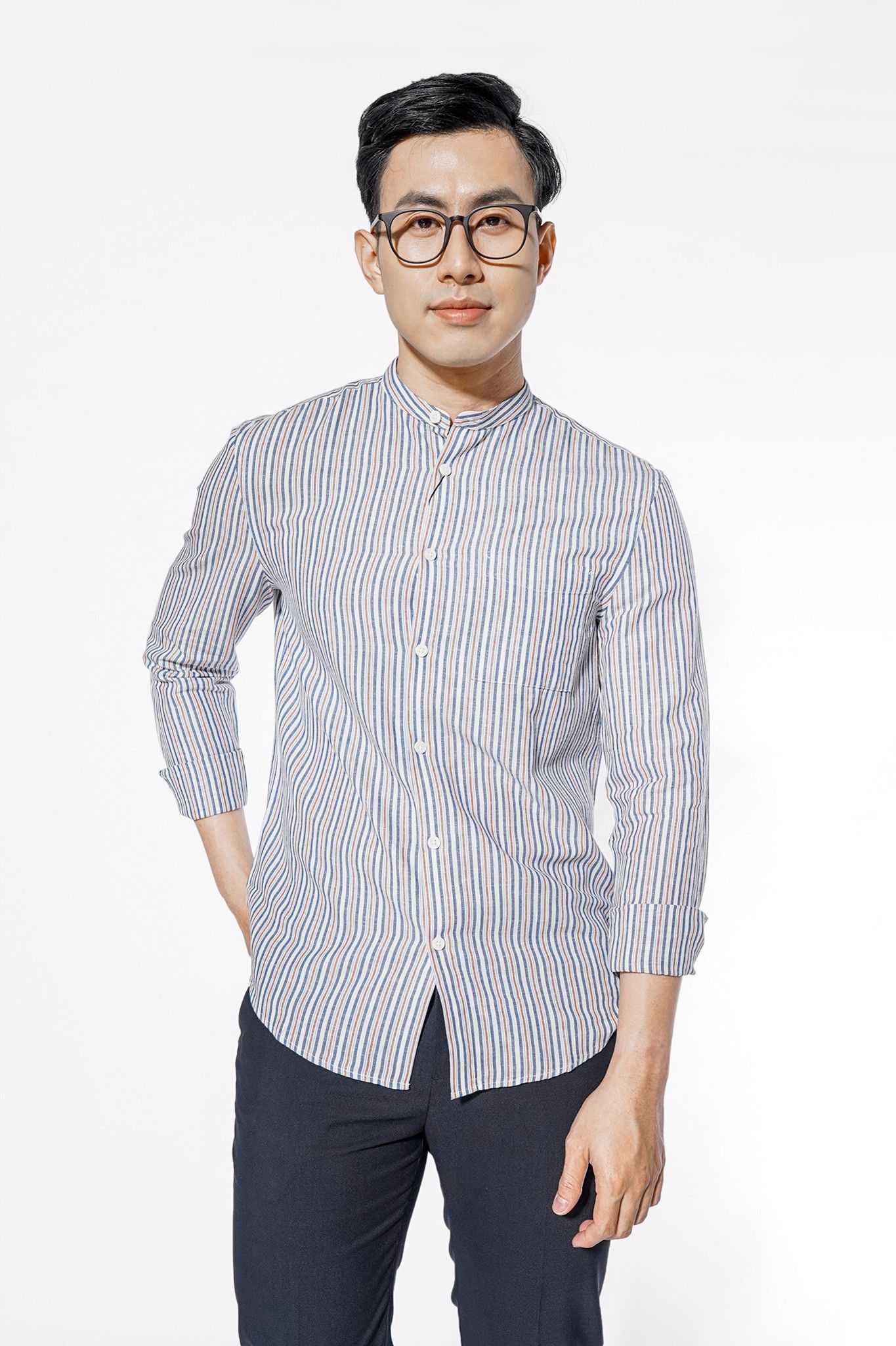 Áo sơ mi nam tay dài, kẻ sọc form Fitted - 10F20SHL007