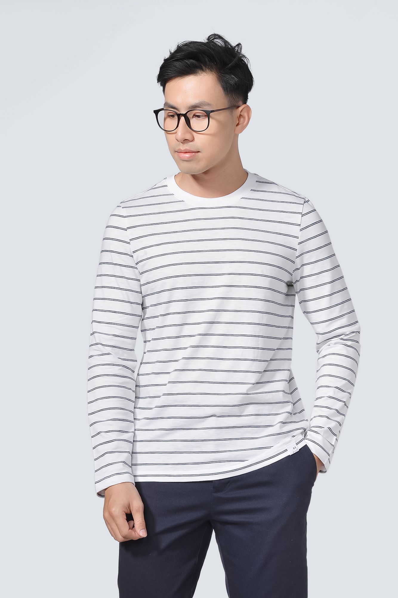 Áo Thun Nam Tay Dài Stripe form Regular - 10F20TSH013