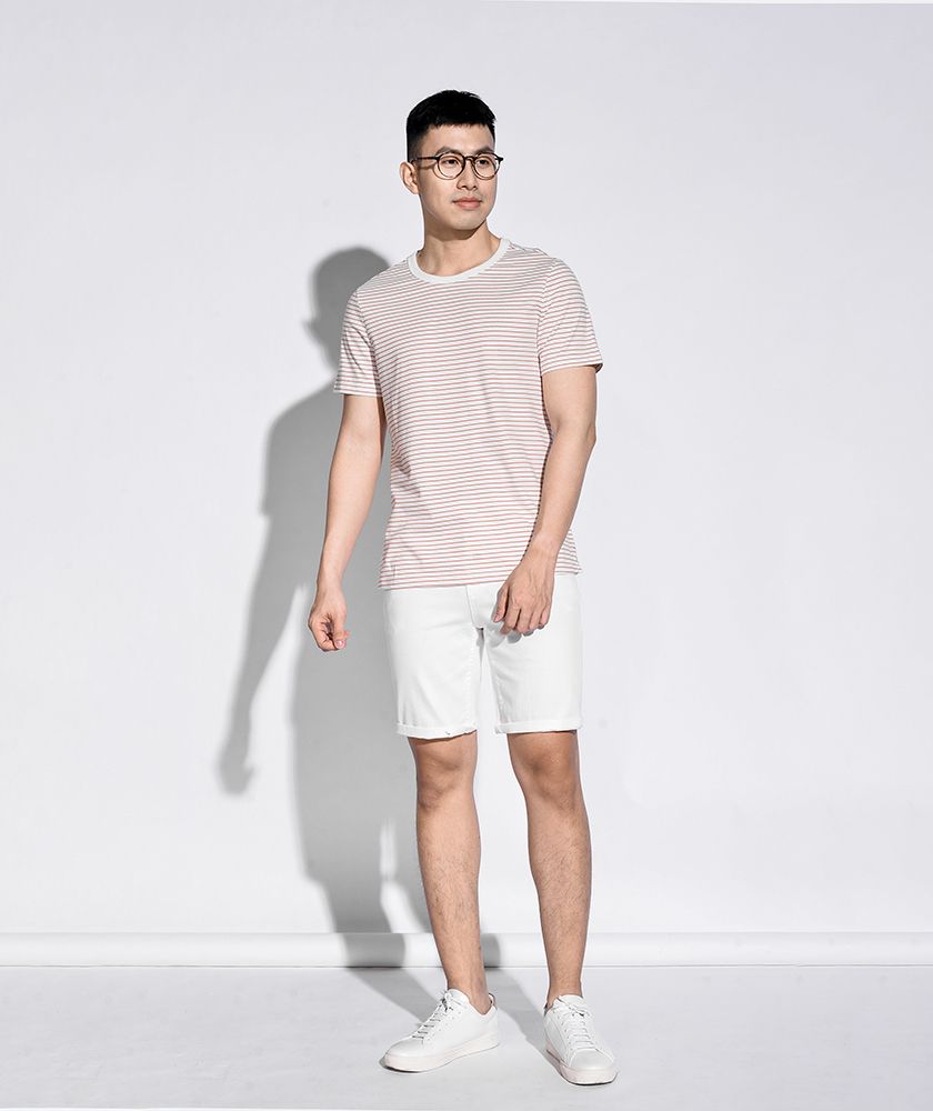 Áo Thun Nam Kẻ Sọc Ngang Form Regular 10S20TSH018