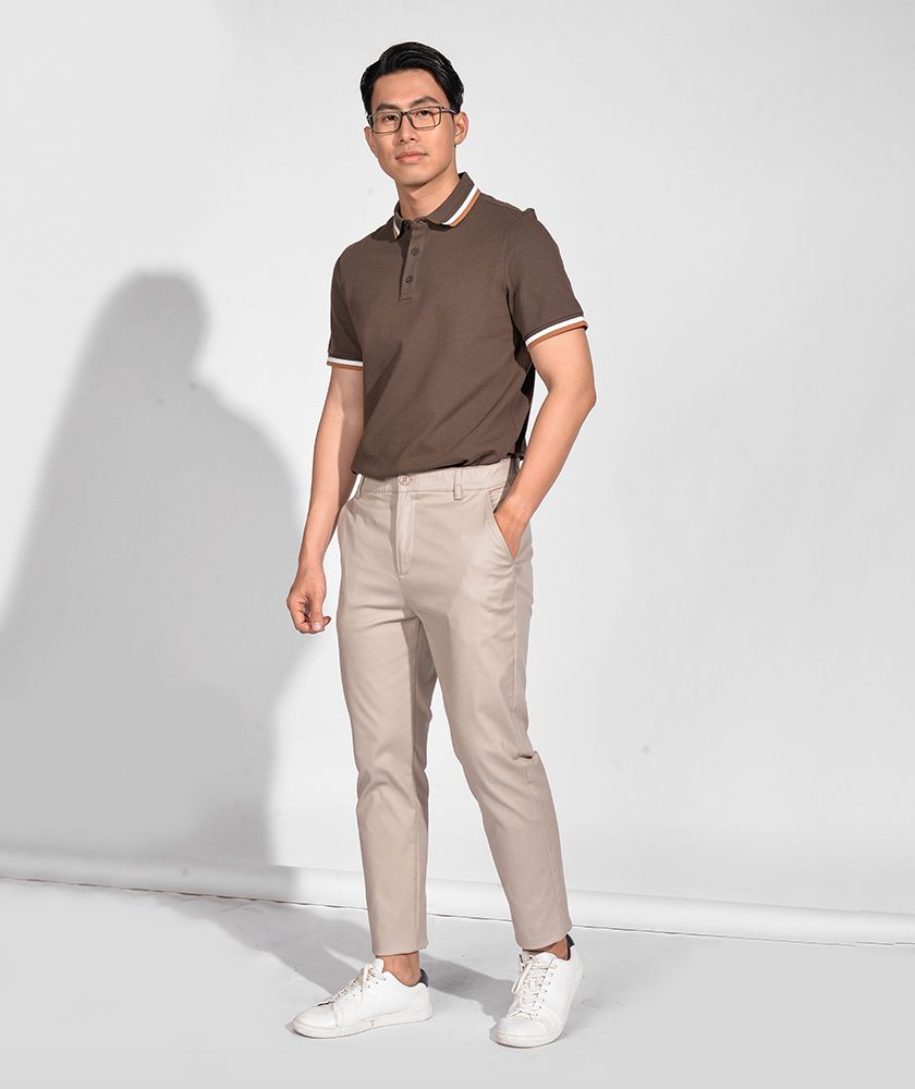Áo Thun Polo Tay Phối Form Fitted 10S20POL002