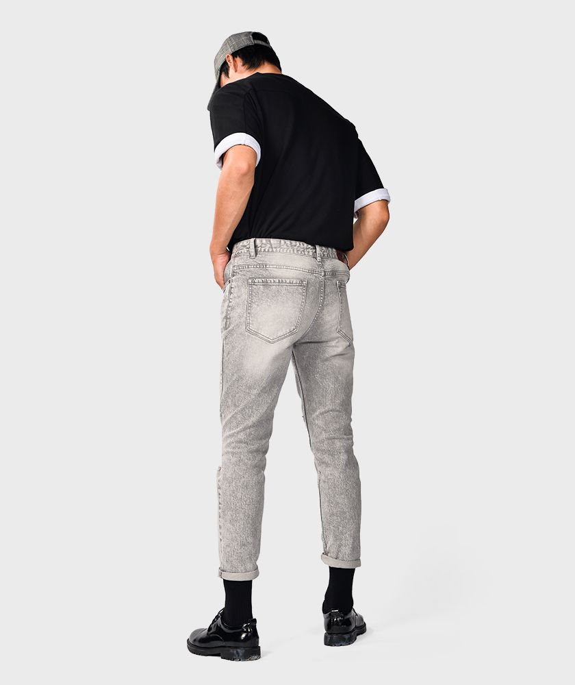Quần Jean Nam Form Slim Cropp Rách Gối - QJ125019