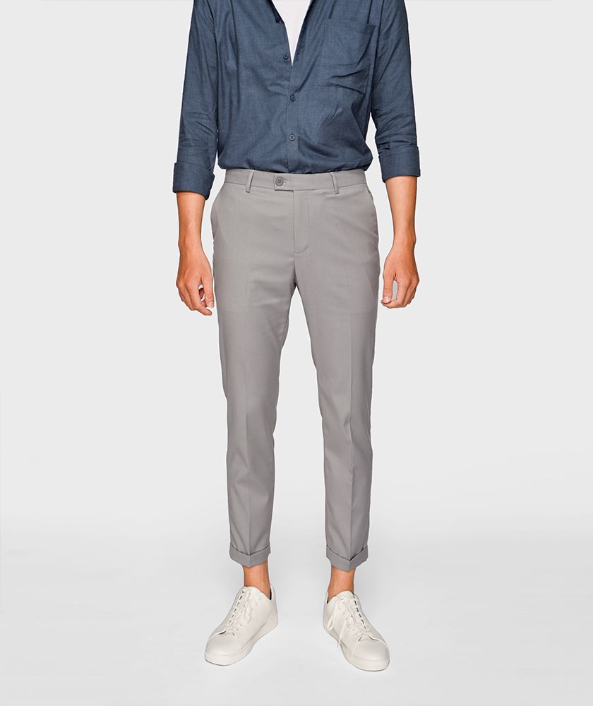Quần Vải Nam Slim Cropped Gập Gấu - QV12502