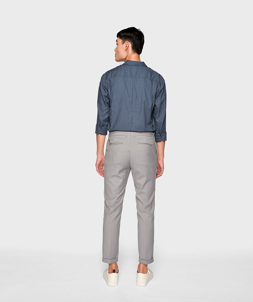 Quần Vải Nam Slim Cropped Gập Gấu - QV12502