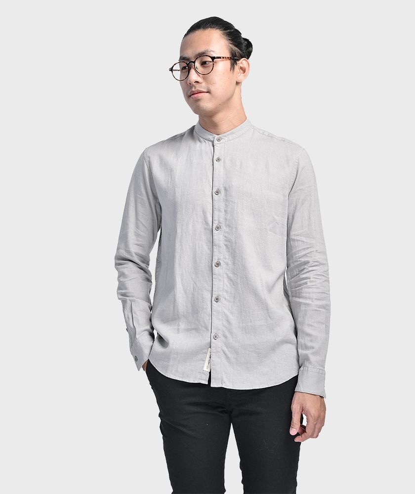 Áo Sơ Mi Nam Tay Dài Cổ Trụ Nẹp Rời - SM102102