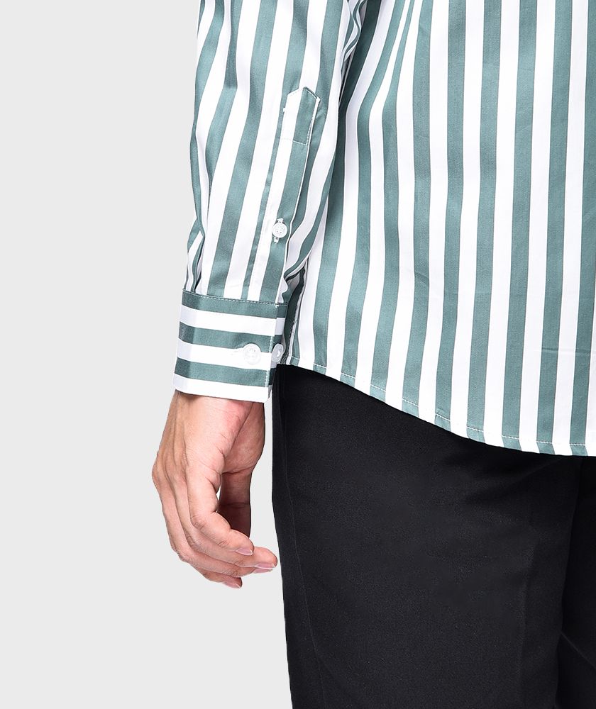 Áo Sơ Mi Nam Tay Dài Kẻ Sọc Nẹp Liền - SM10121