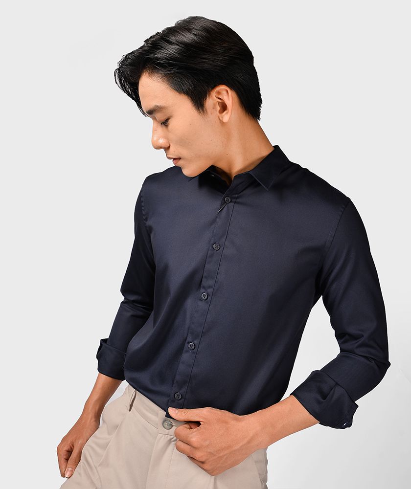 Áo Sơ Mi Nam Tay Dài Form Slim Fit Nẹp Rời - SM10121