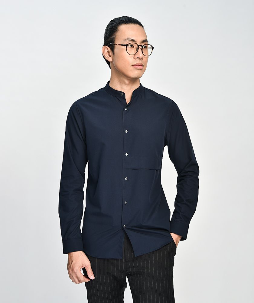 Áo Sơ Mi Nam Tay Dài Bamboo Nẹp Liền Cổ Trụ - SM116100