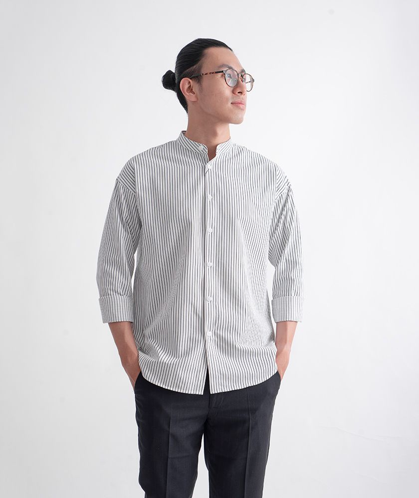 Áo Sơ Mi Nam Tay Dài Cổ Trụ SM1011012