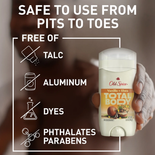 Lăn Khử Mùi Old Spice Total Body Vanilla + Shea 85Gr (Sáp Trắng)